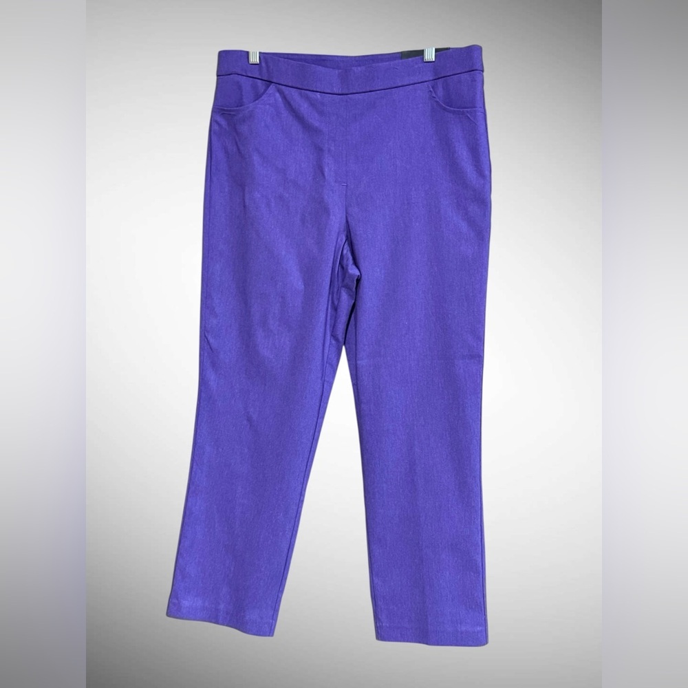 Alfred Dunner Allure Slimming Pants Petite 14P – Purple Stretch Pull-On - Picture 2 of 13